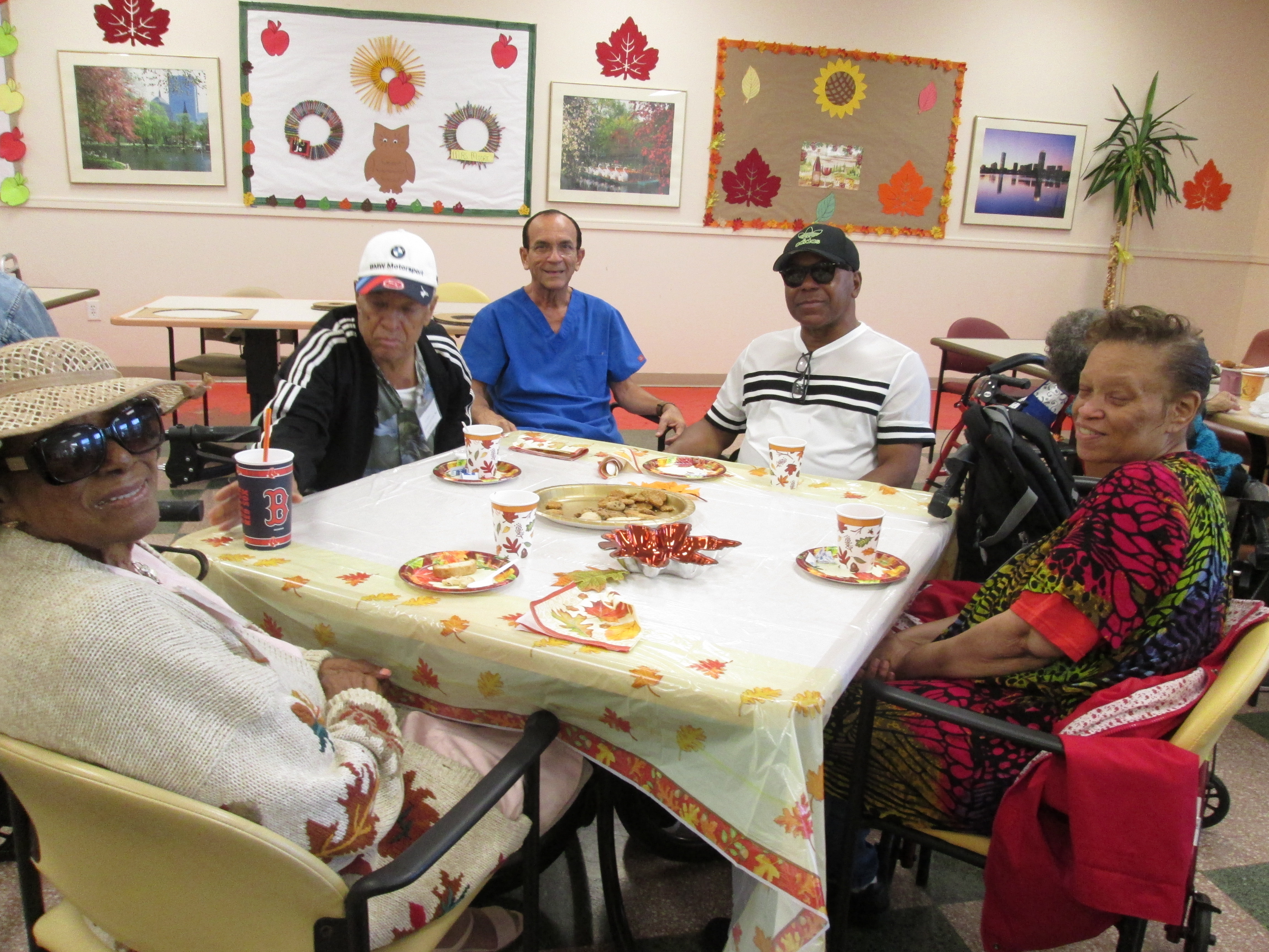 Participants enjoying tea and cookies